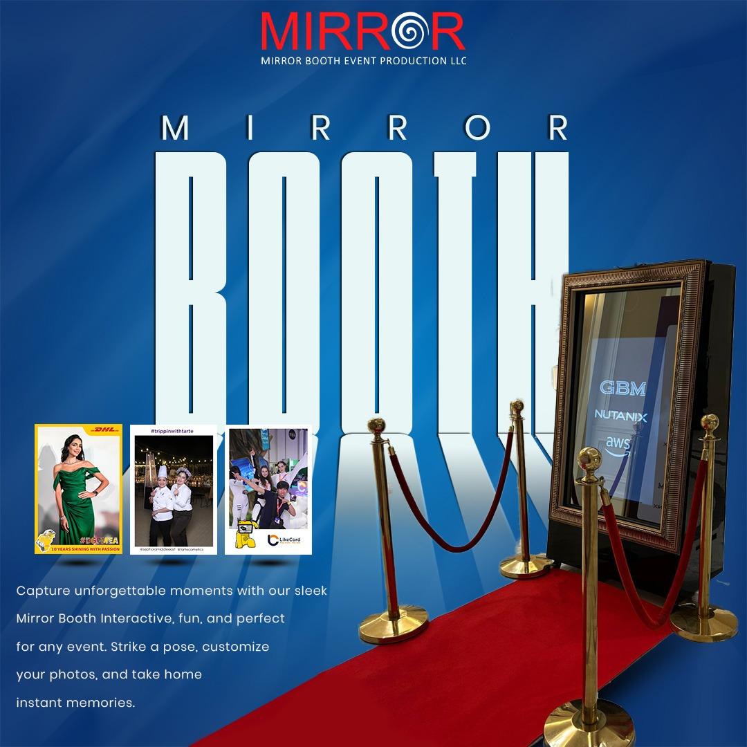 Interactive full-length Mirror Booth with touchscreen and custom branding
